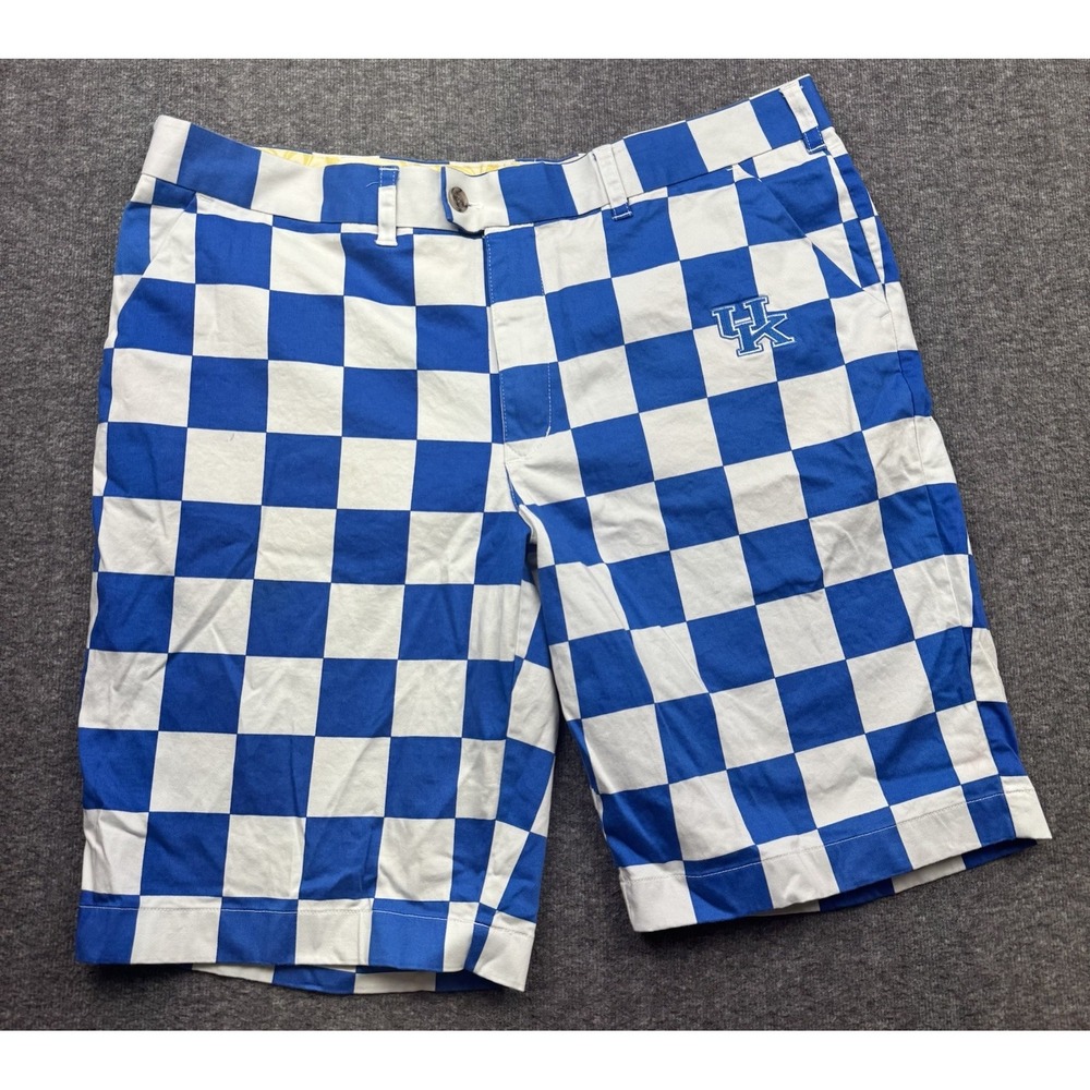 Loudmouth Golf Shorts Blue White Check Mens Sz 40x11 UK University Of Kentucky